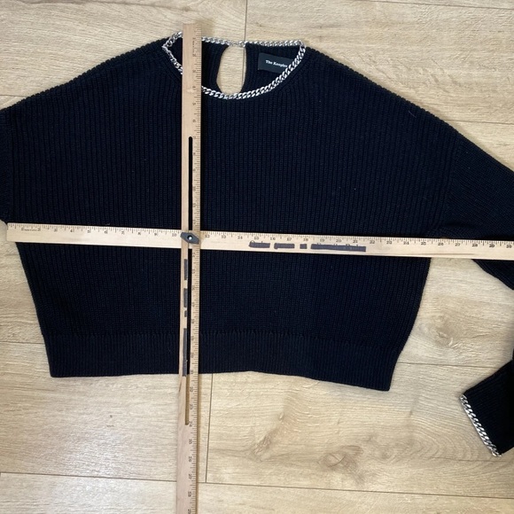 The Kooples Chain Embellished Cropped Cotton Sweater Jumper Black Size 3 - Picture 12 of 14